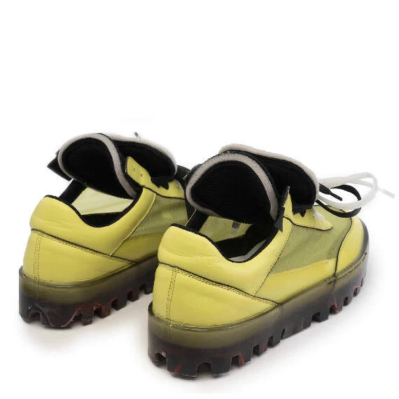 Men’s Bold yellow leather and technical fabric sneakers