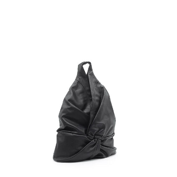 Elisa <br /> Black Bucket Bag with Knot