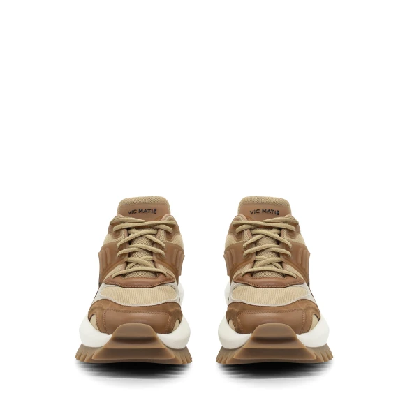 D22 Running-Scarpa allacciata-cuoio/marrone in nabuk/pelle/rete e crosta