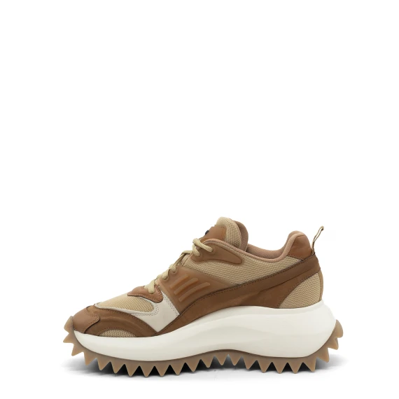 D22 Running-Scarpa allacciata-cuoio/marrone in nabuk/pelle/rete e crosta