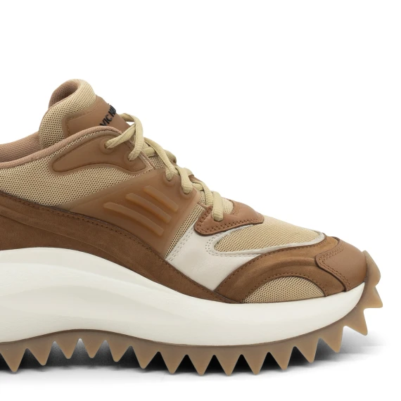 D22 Running-Scarpa allacciata-cuoio/marrone in nabuk/pelle/rete e crosta